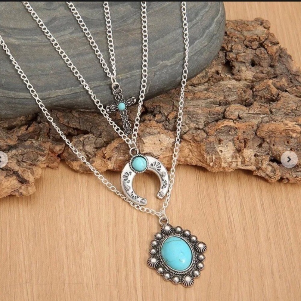 Turquoise Inspired 3 Layered Necklace